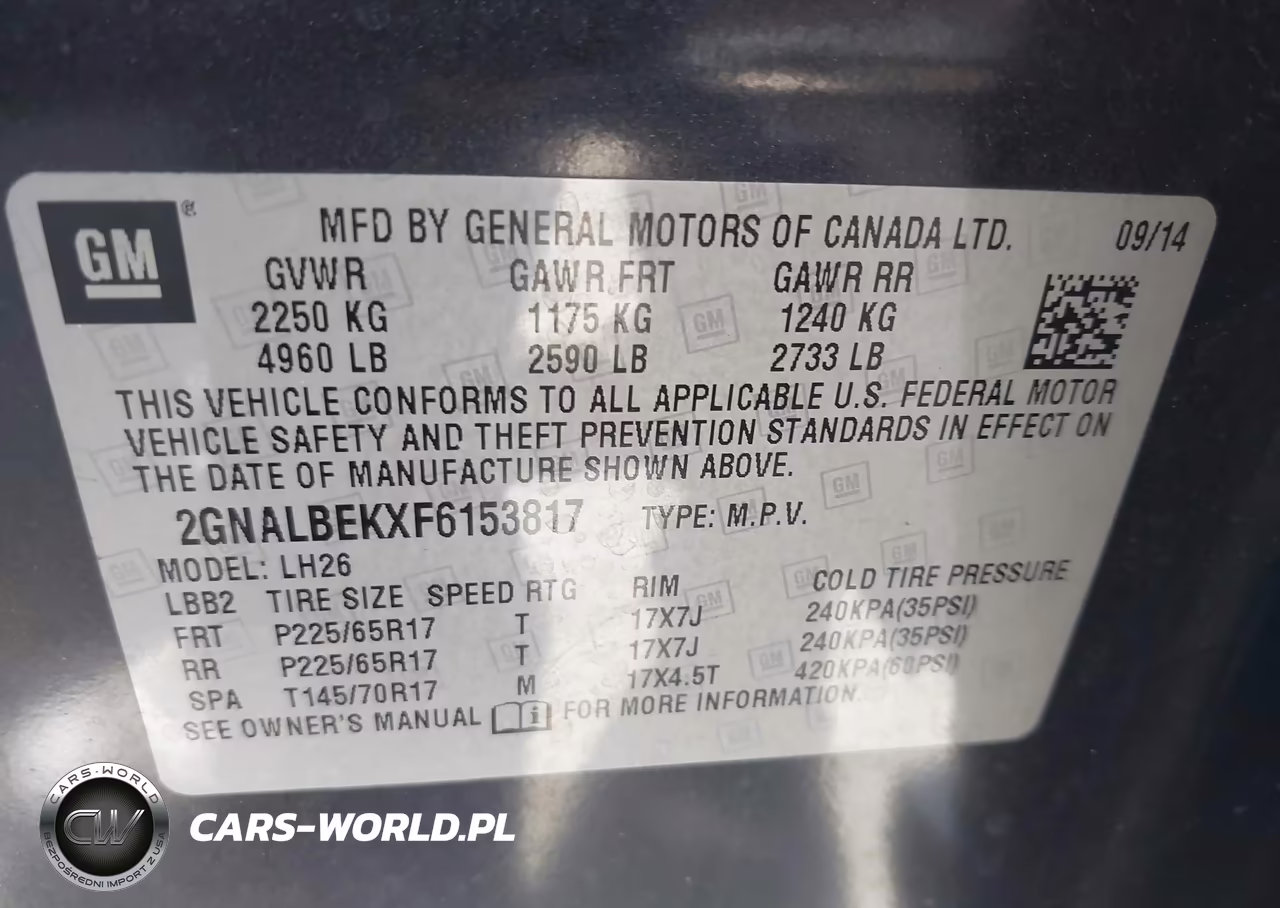 2015 Chevrolet Equinox Lt VIN:2GNALBEKXF6153817 - 9