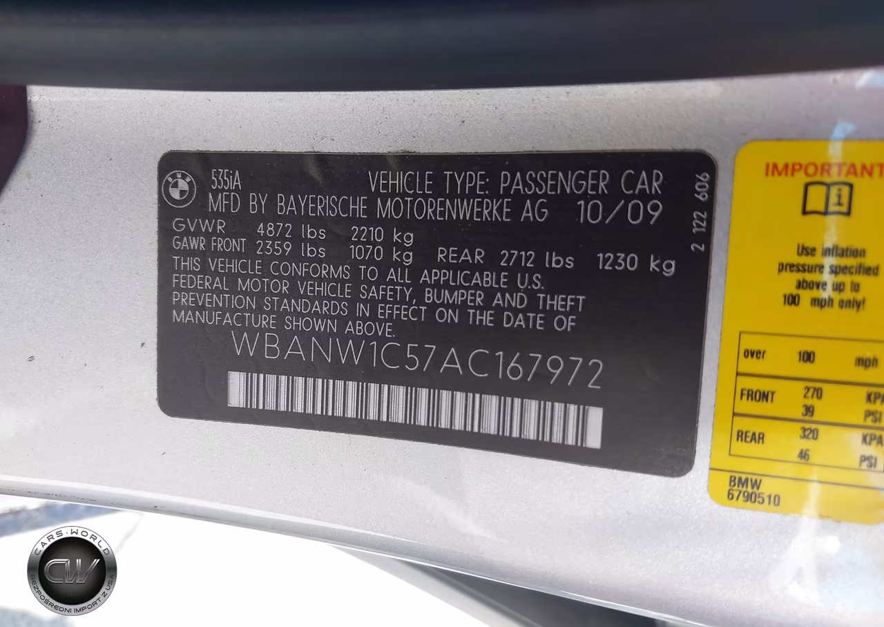 2010 BMW 535I VIN:WBANW1C57AC167972 - 9
