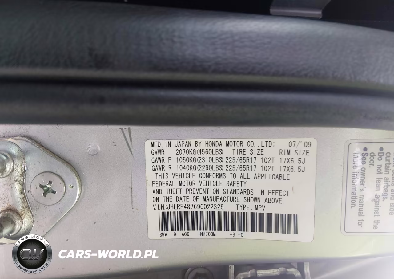 2009 Honda Cr-V Ex-L VIN:JHLRE48769C022326 - 9