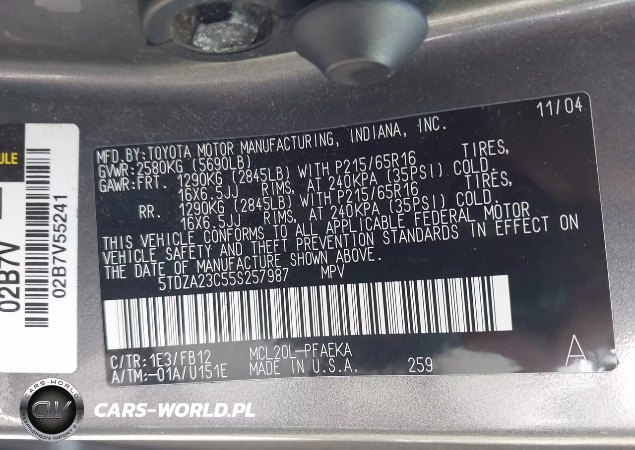 2005 Toyota Sienna Le VIN:5TDZA23C55S257987 - 9