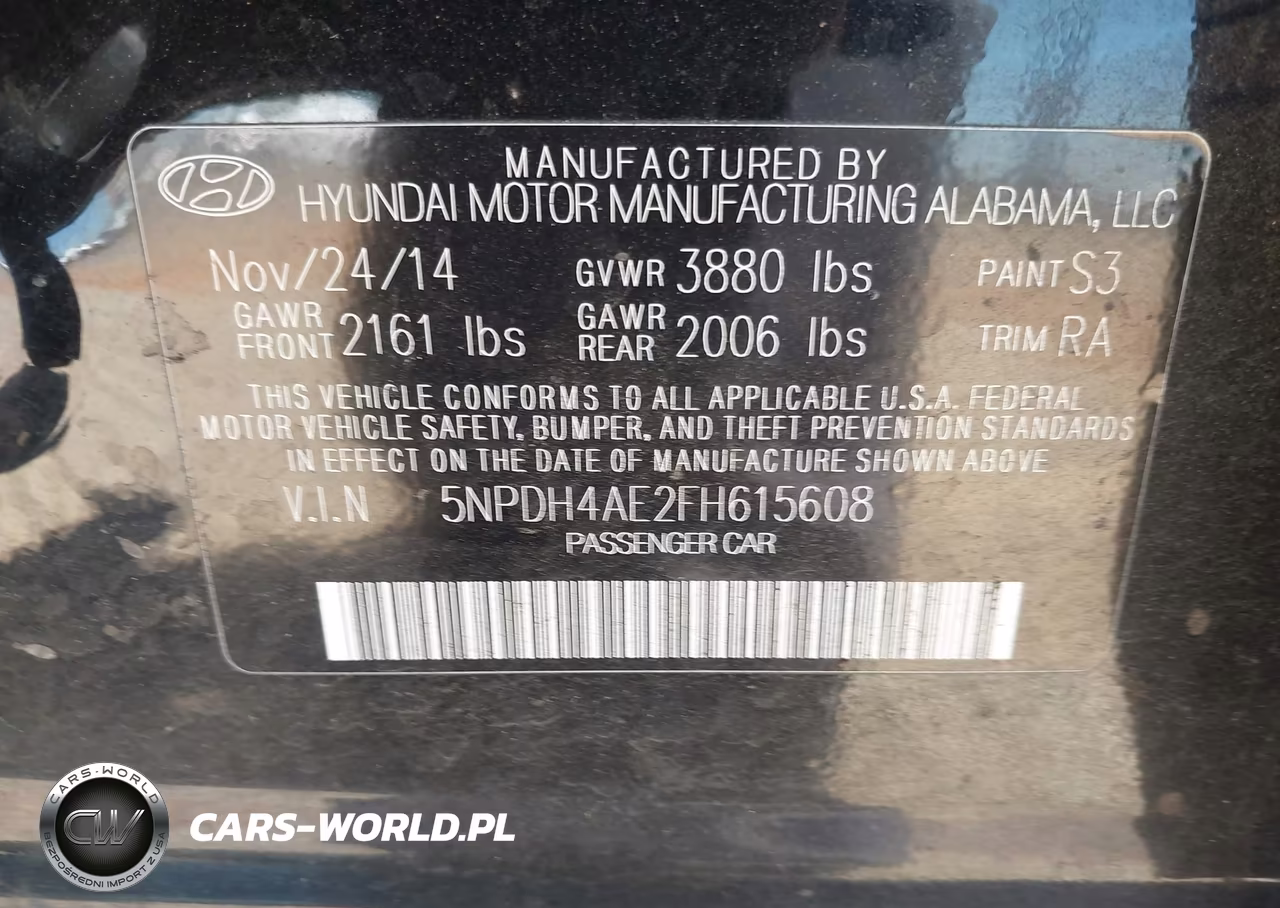 2015 Hyundai Elantra Se VIN:5NPDH4AE2FH615608 - 9