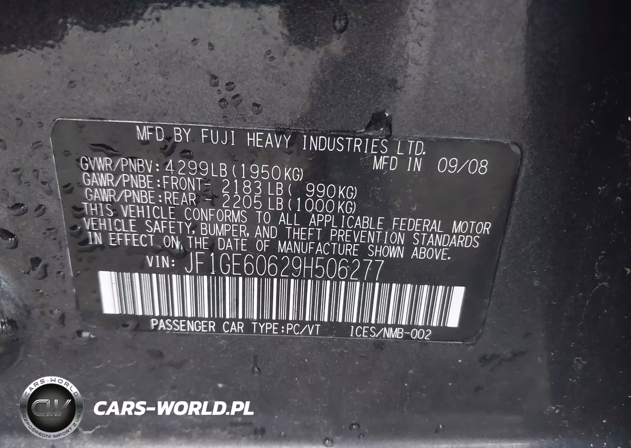 2009 Subaru Impreza 2.5I VIN:JF1GE60629H506277 - 9