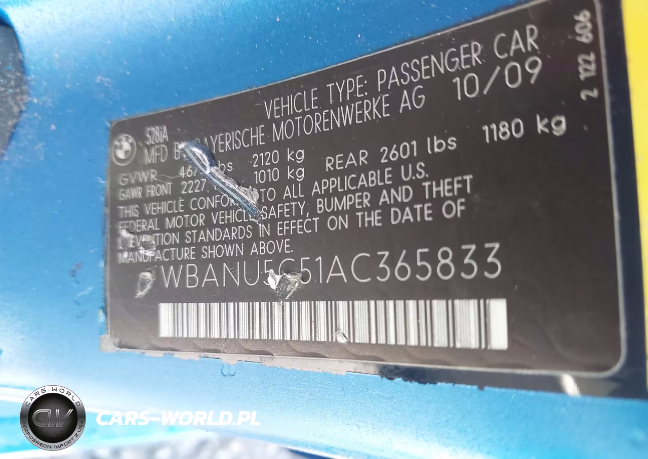 2010 BMW 528I VIN:WBANU5C51AC365833 - 9