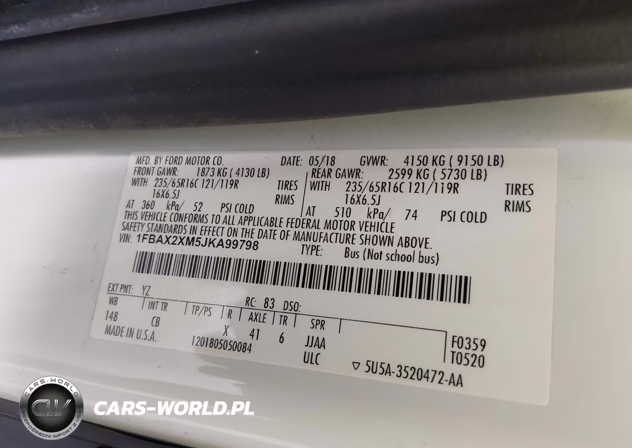 2018 Ford Transit-350 Xl VIN:1FBAX2XM5JKA99798 - 9