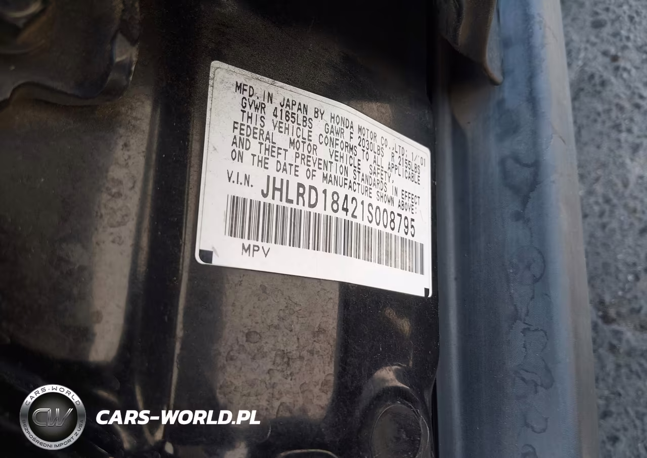 2001 Honda Cr-V Lx VIN:JHLRD18421S008795 - 9