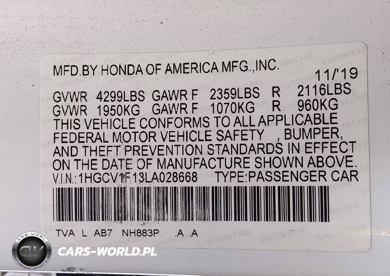 2020 Honda Accord Lx VIN:1HGCV1F13LA028668 - 9