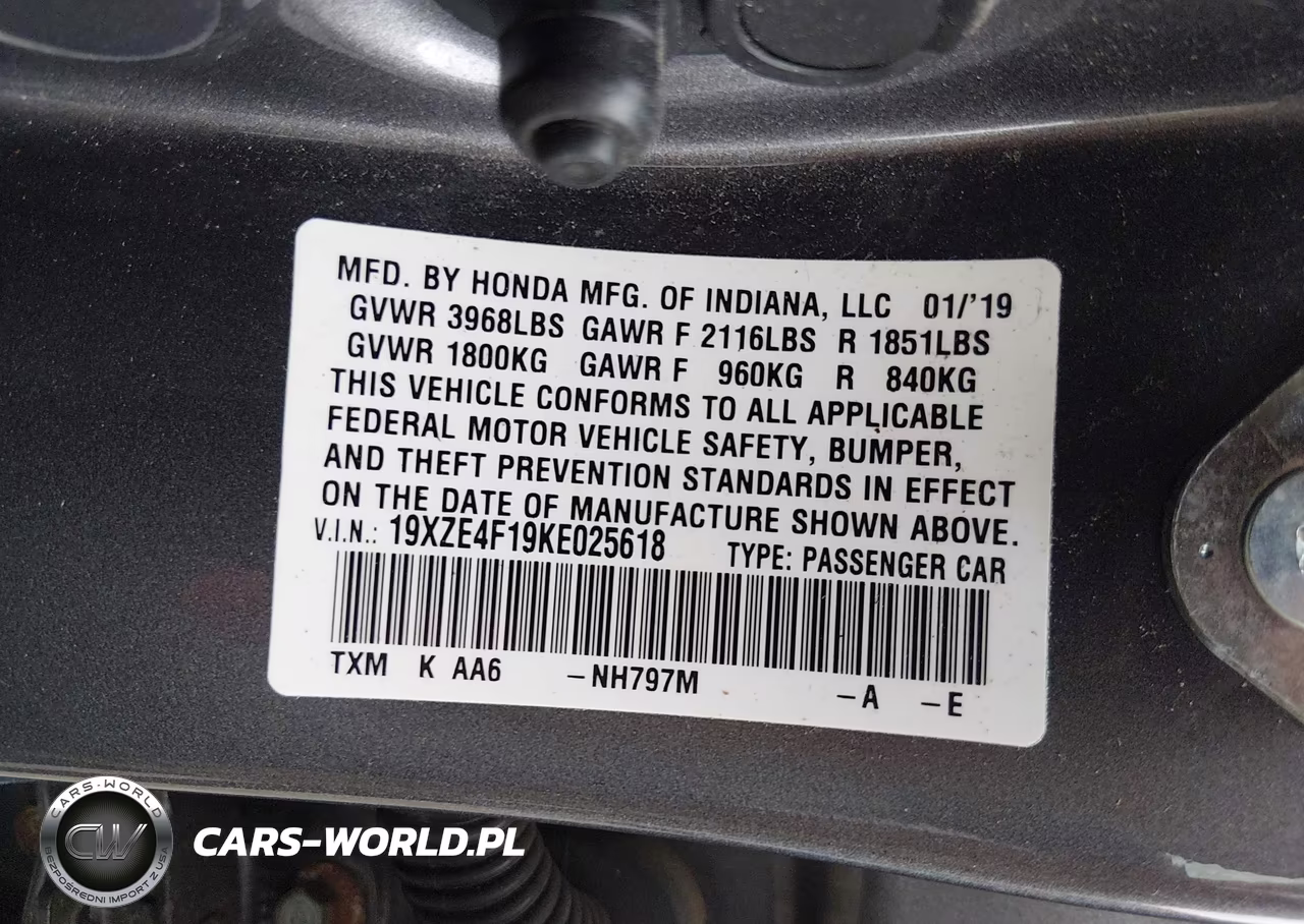 2019 Honda Insight Lx VIN:19XZE4F19KE025618 - 9