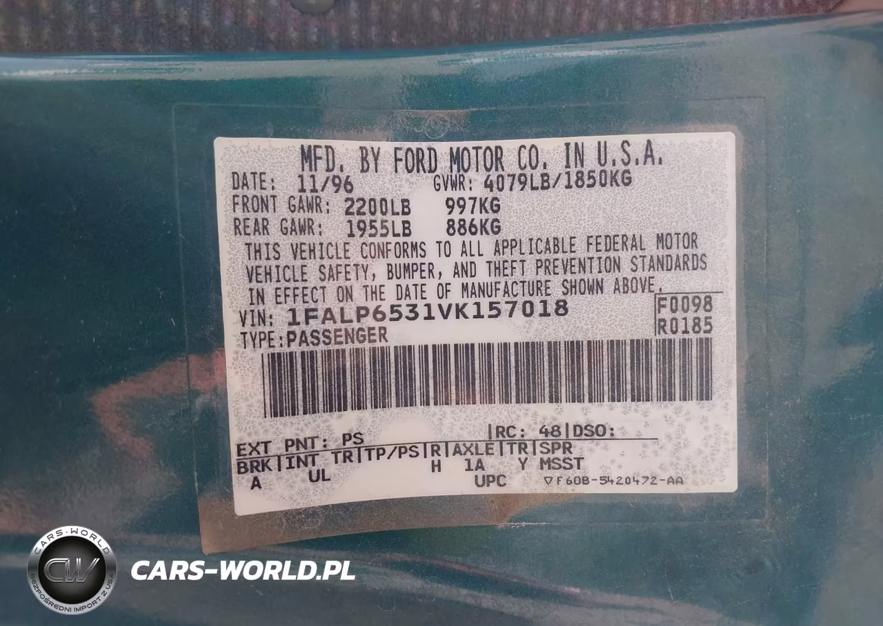 1997 Ford Contour Gl VIN:1FALP6531VK157018 - 9