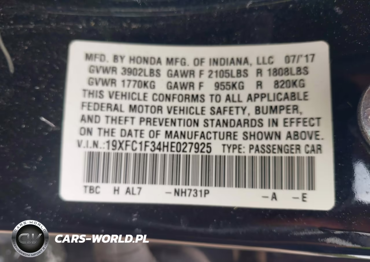 2017 Honda Civic Ex-T VIN:19XFC1F34HE027925 - 9