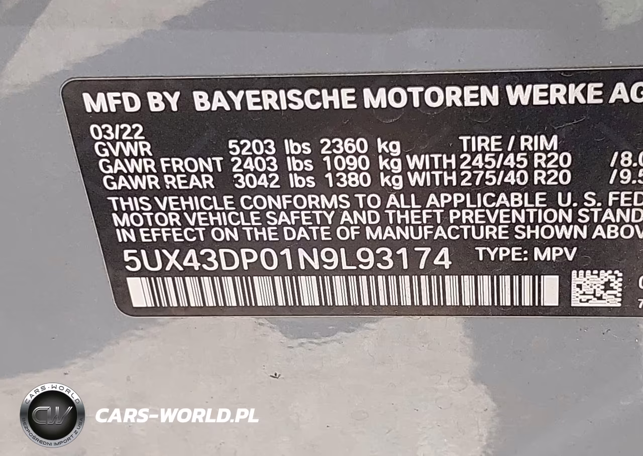 2022 BMW X3 Sdrive30I VIN:5UX43DP01N9L93174 - 9