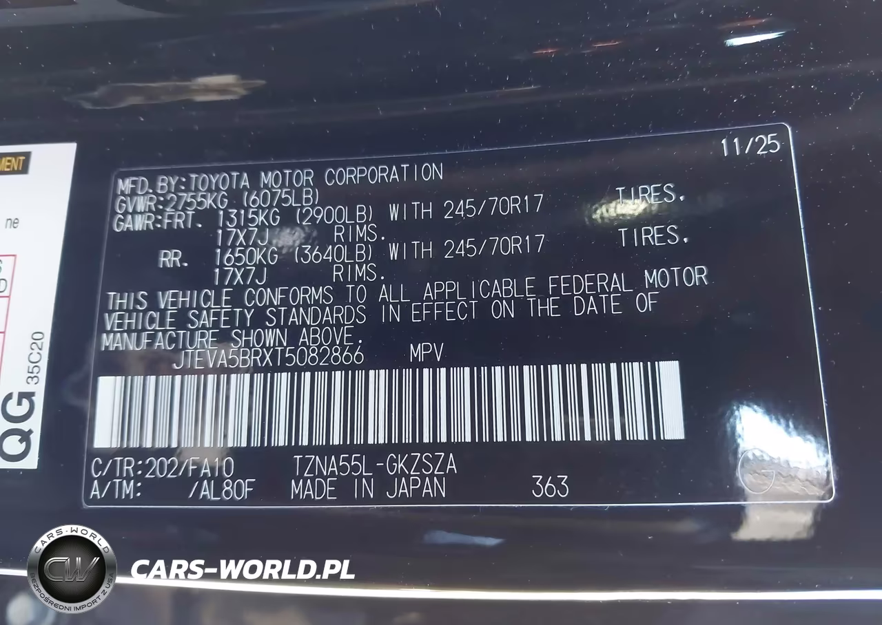 2026 Toyota 4Runner Sr5 VIN:JTEVA5BRXT5082866 - 9