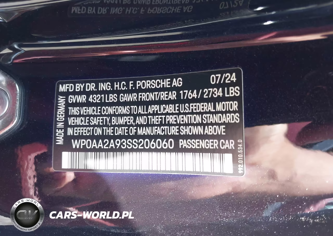 2025 Porsche 911 Carrera-Carrera T VIN:WP0AA2A93SS206060 - 9