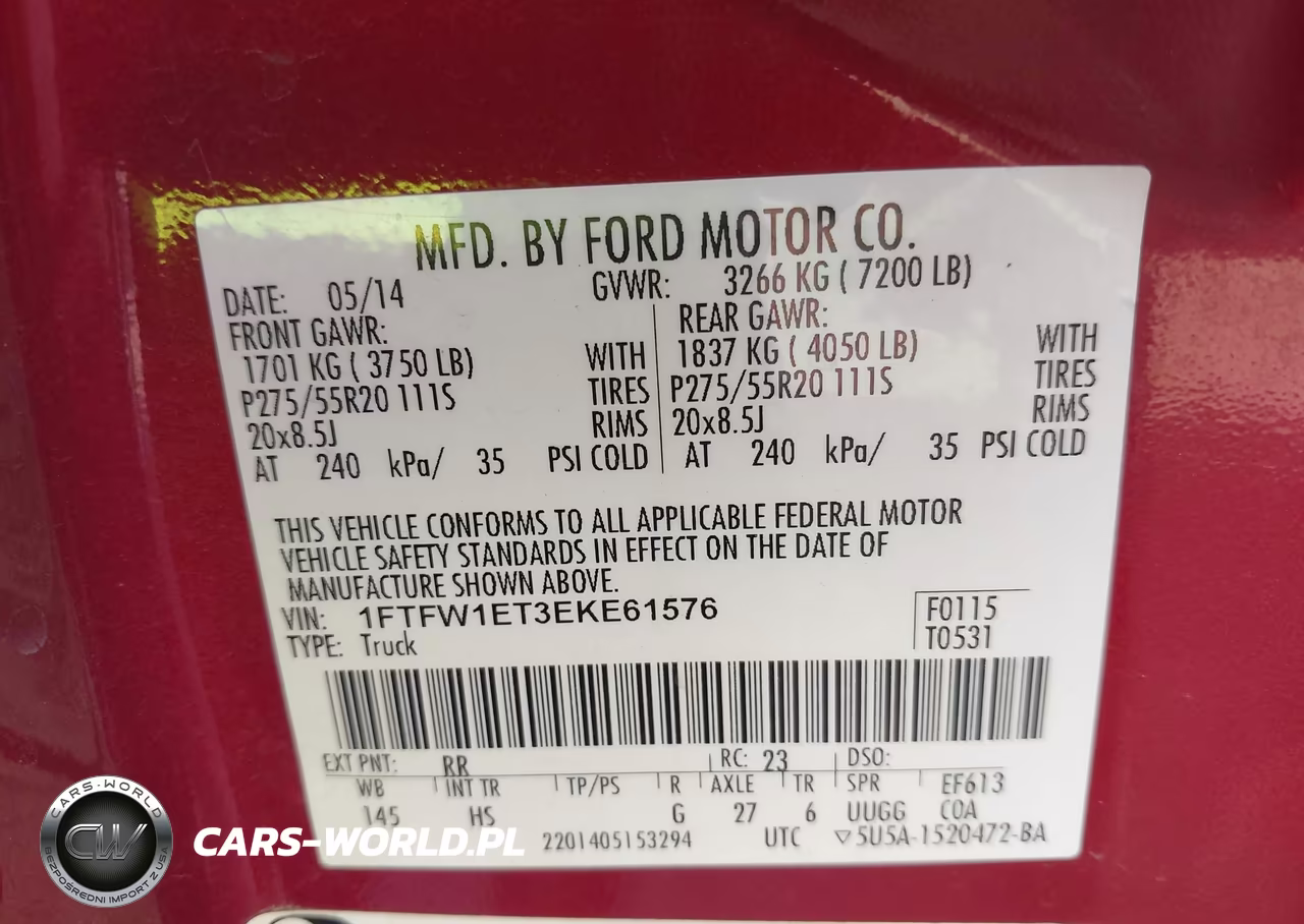 2014 Ford F-150 Lariat VIN:1FTFW1ET3EKE61576 - 9