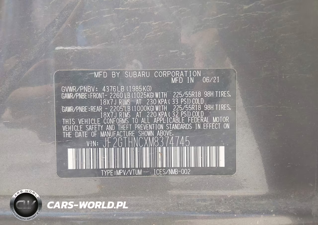 2021 Subaru Crosstrek Limited VIN:JF2GTHNCXM8374745 - 9
