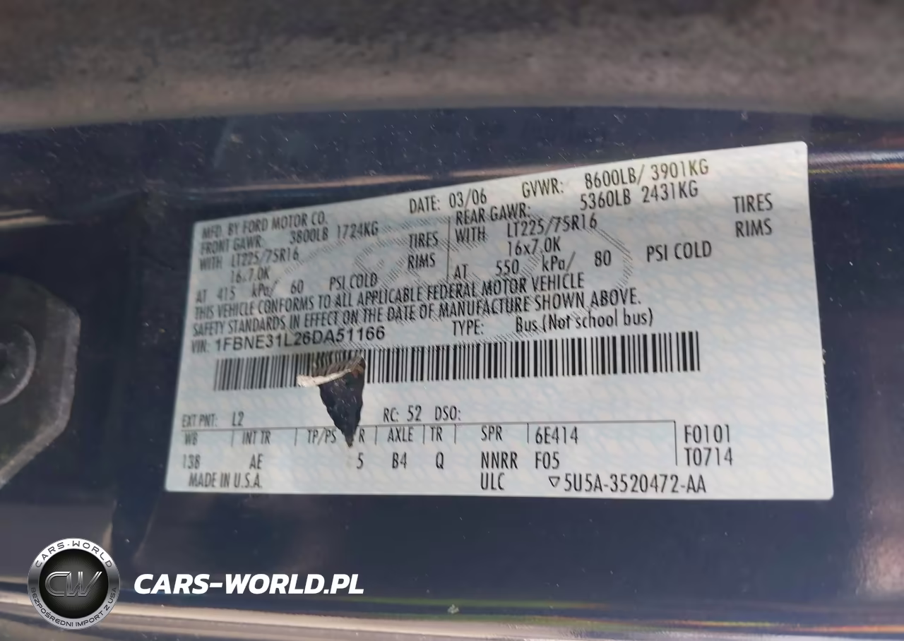 2006 Ford E-350 Super Duty VIN:1FBNE31L26DA51166 - 9