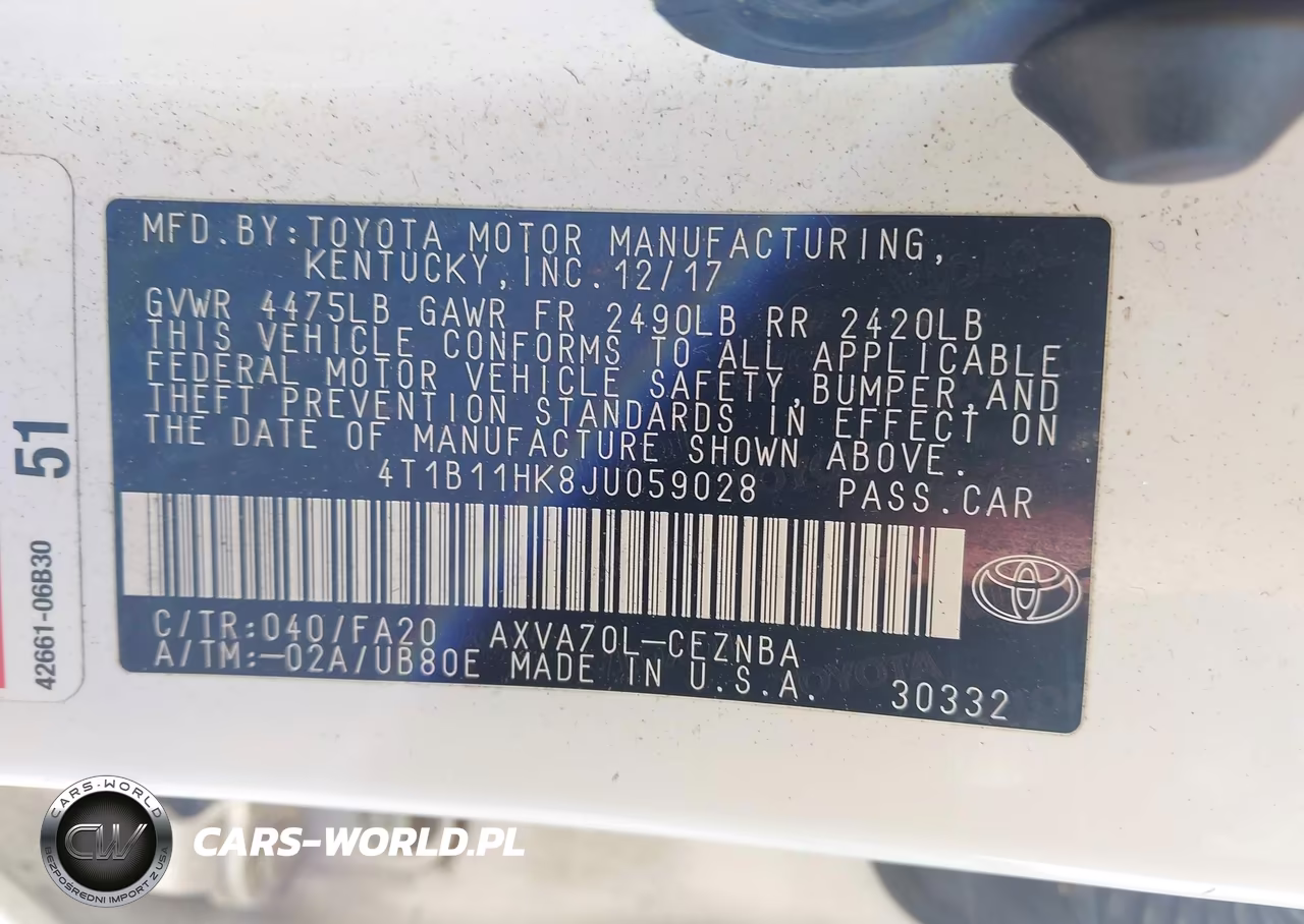 2018 Toyota Camry Le VIN:4T1B11HK8JU059028 - 9