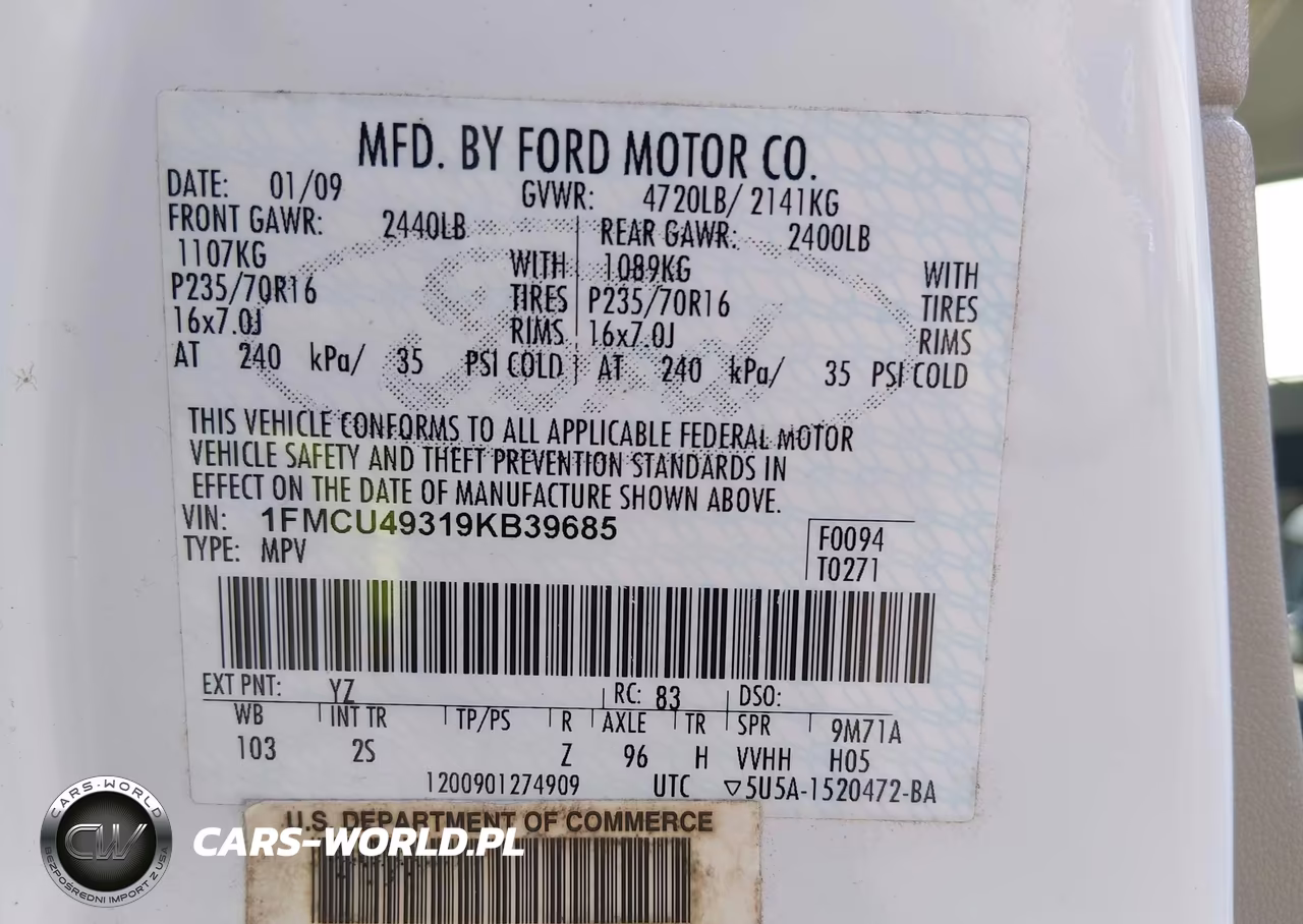 2009 Ford Escape Hybrid Limited VIN:1FMCU49319KB39685 - 9