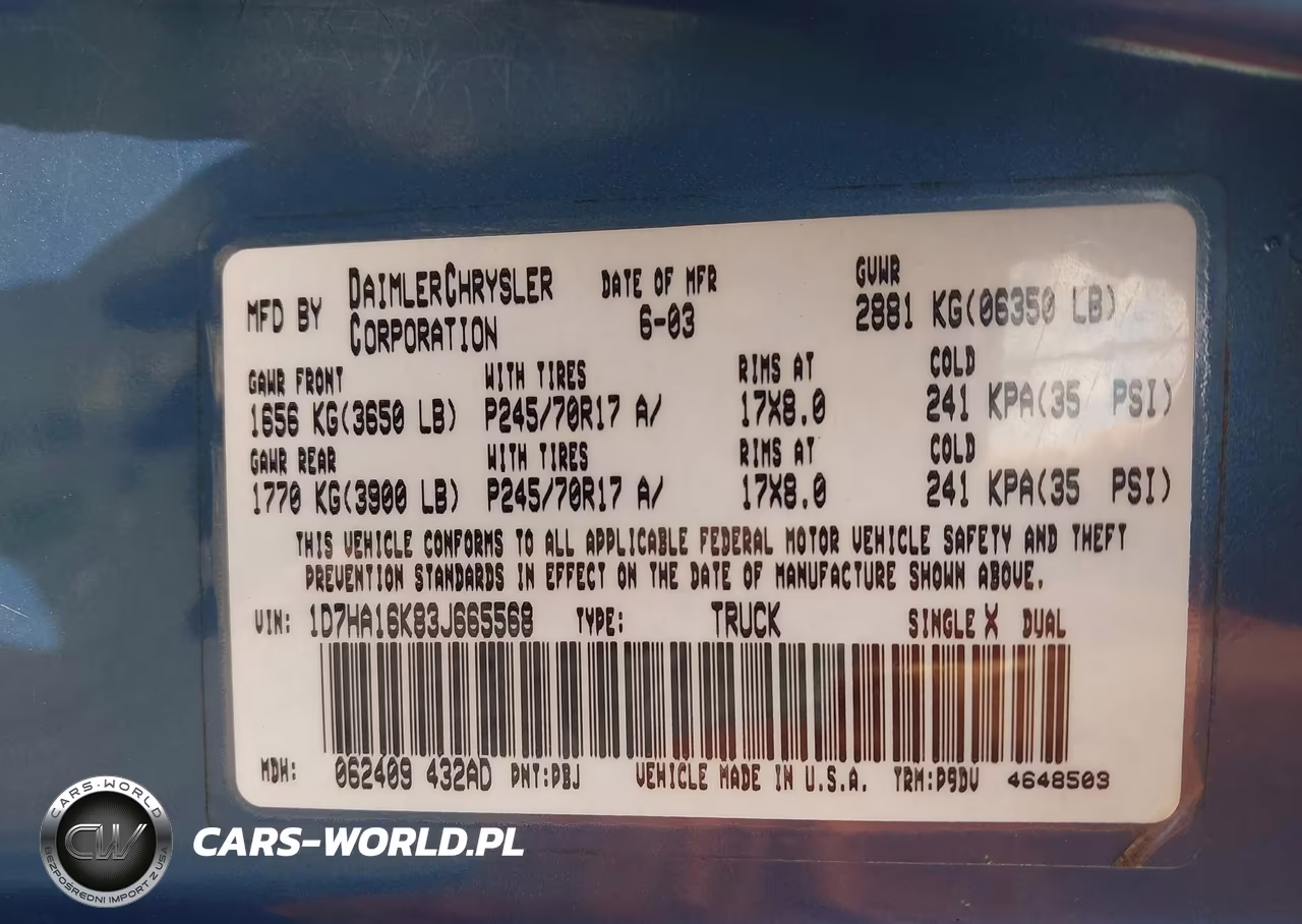 2003 Dodge Ram 1500 St VIN:1D7HA16K83J665568 - 9