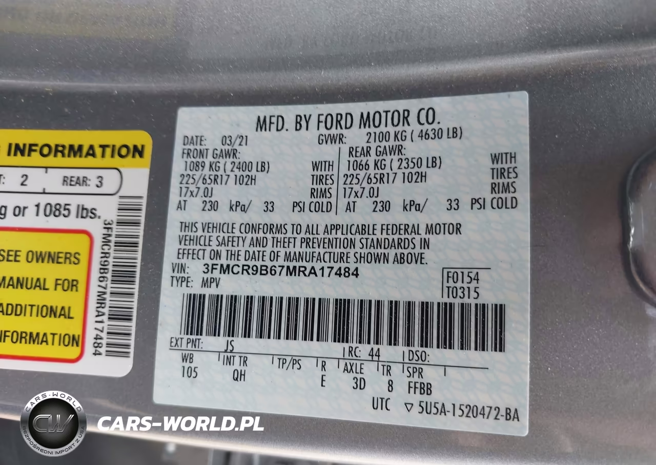 2021 Ford Bronco Sport Big Bend VIN:3FMCR9B67MRA17484 - 9