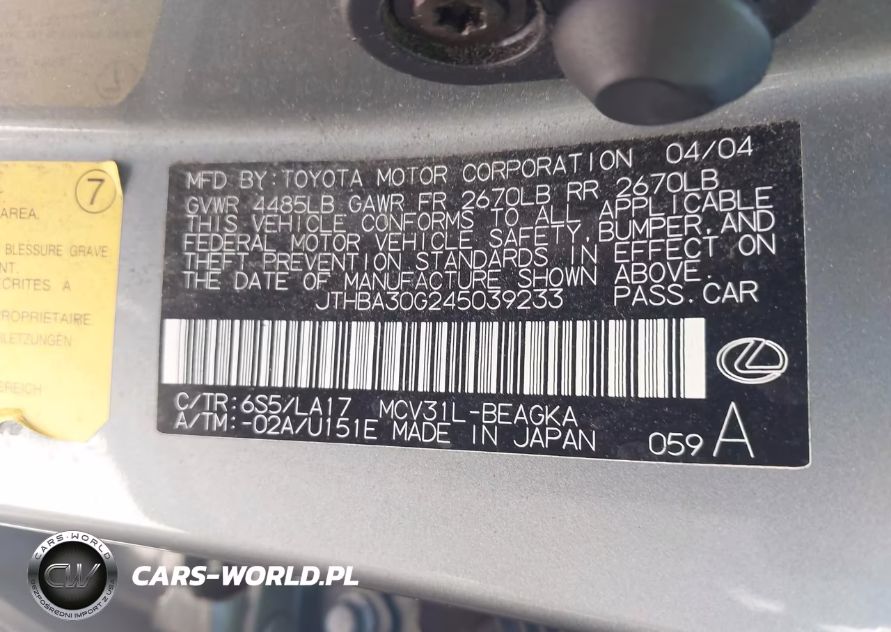 2004 Lexus Es 330 VIN:JTHBA30G245039233 - 9