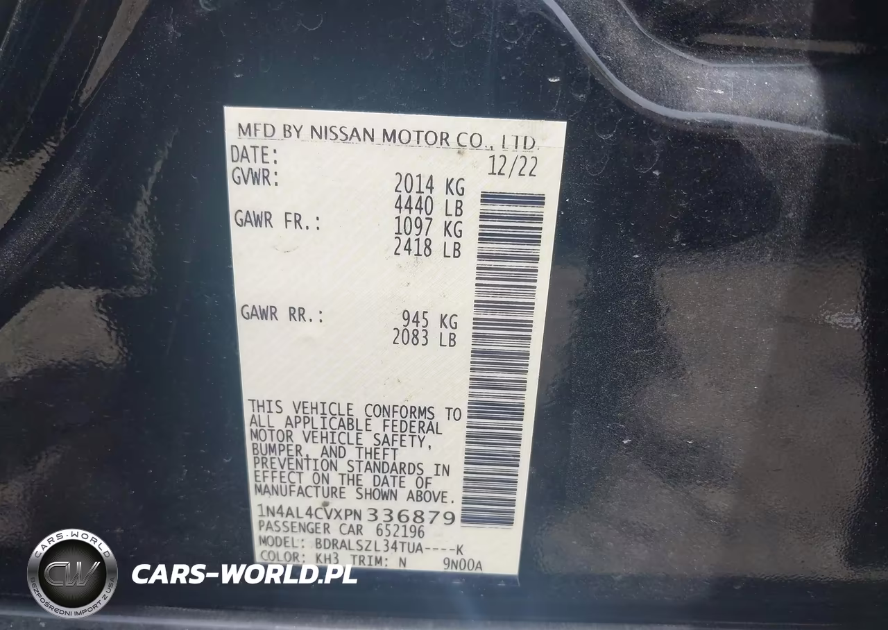 2023 Nissan Altima Sr Vc-Turbo Fwd VIN:1N4AL4CVXPN336879 - 9
