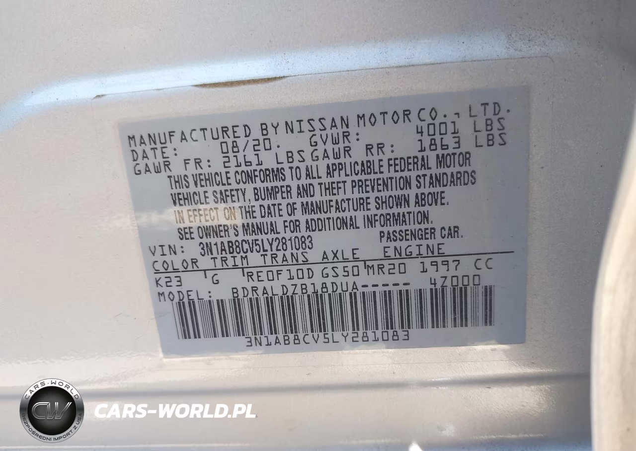 2020 Nissan Sentra Sv Xtronic Cvt VIN:3N1AB8CV5LY281083 - 9