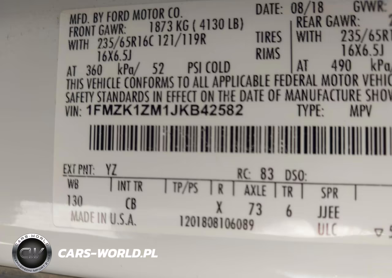 2018 Ford Transit-150 Xl VIN:1FMZK1ZM1JKB42582 - 9