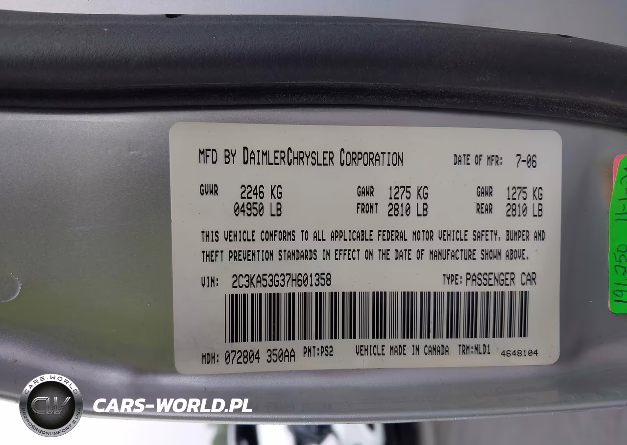 2007 Chrysler 300 Touring VIN:2C3KA53G37H601358 - 9