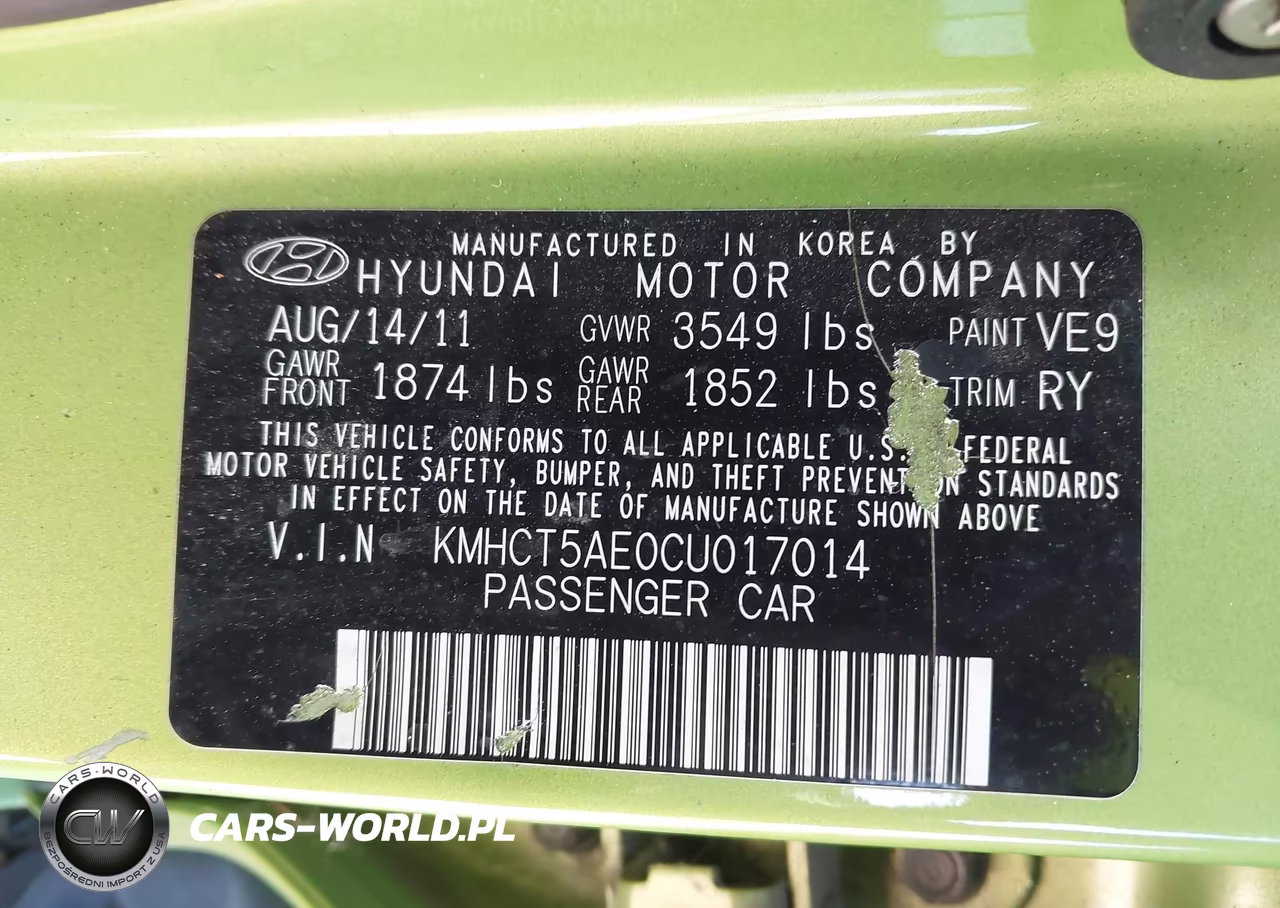 2012 Hyundai Accent Gs VIN:KMHCT5AE0CU017014 - 9