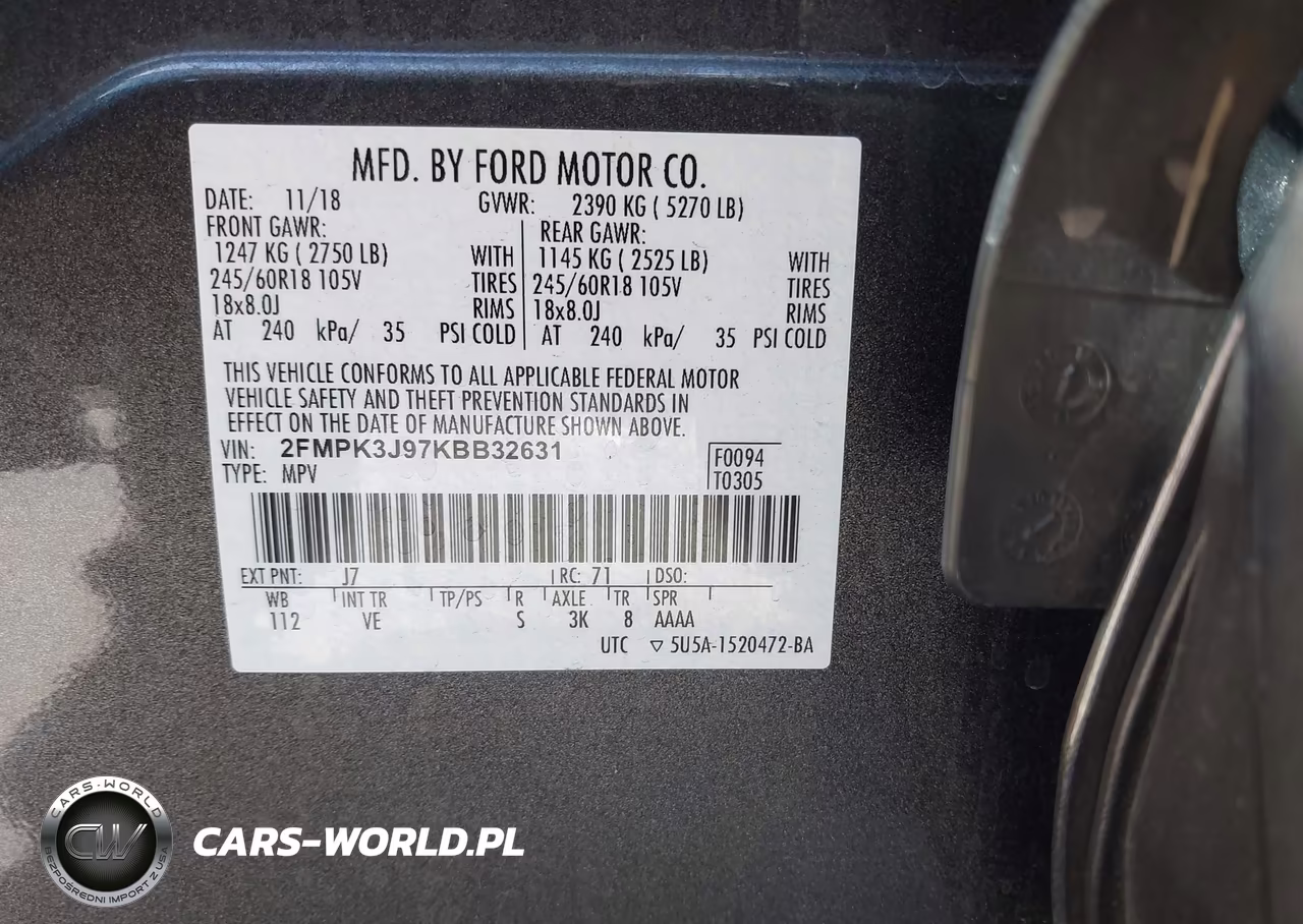 2019 Ford Edge Sel VIN:2FMPK3J97KBB32631 - 9