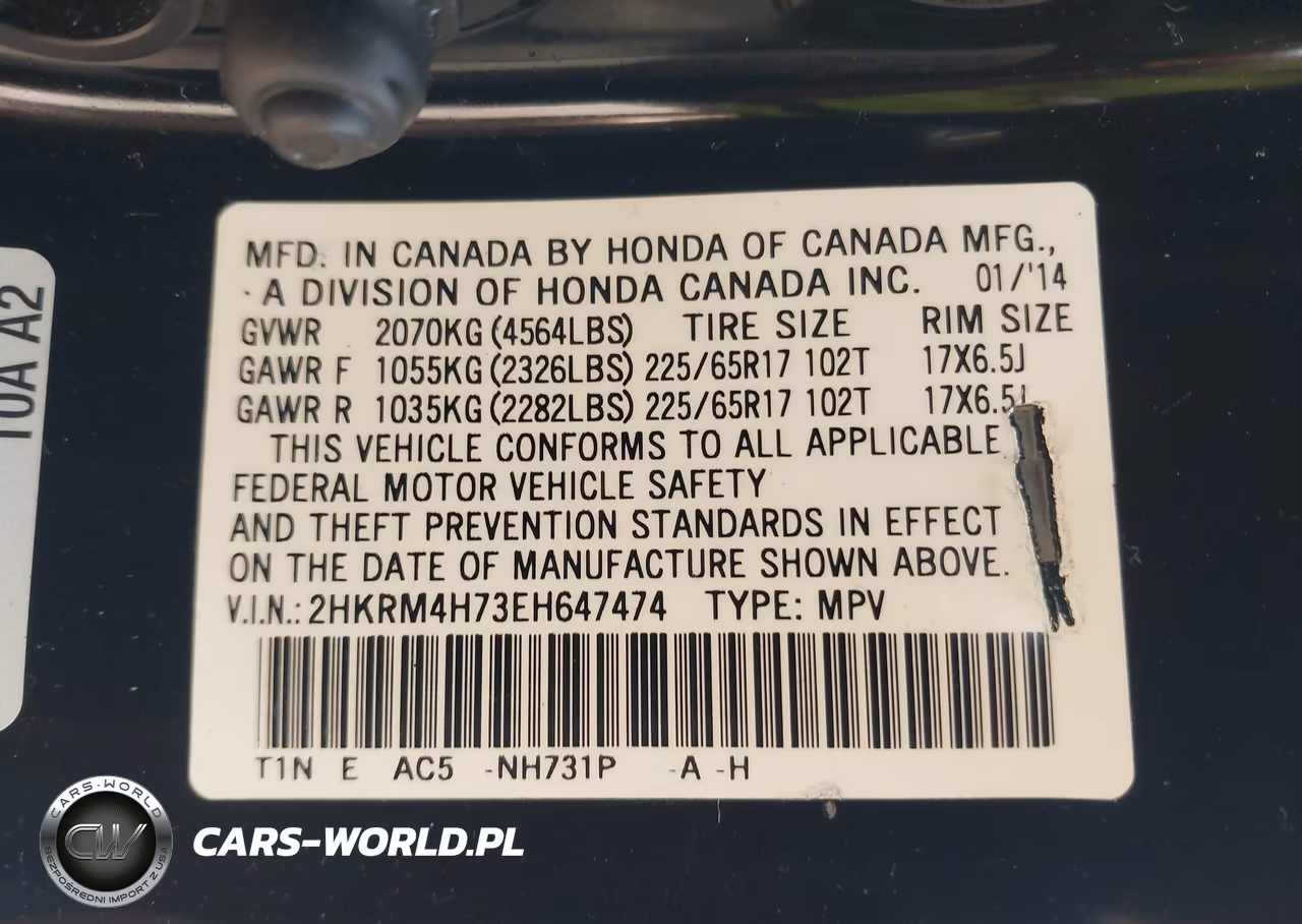 2014 Honda Cr-V Ex-L VIN:2HKRM4H73EH647474 - 9