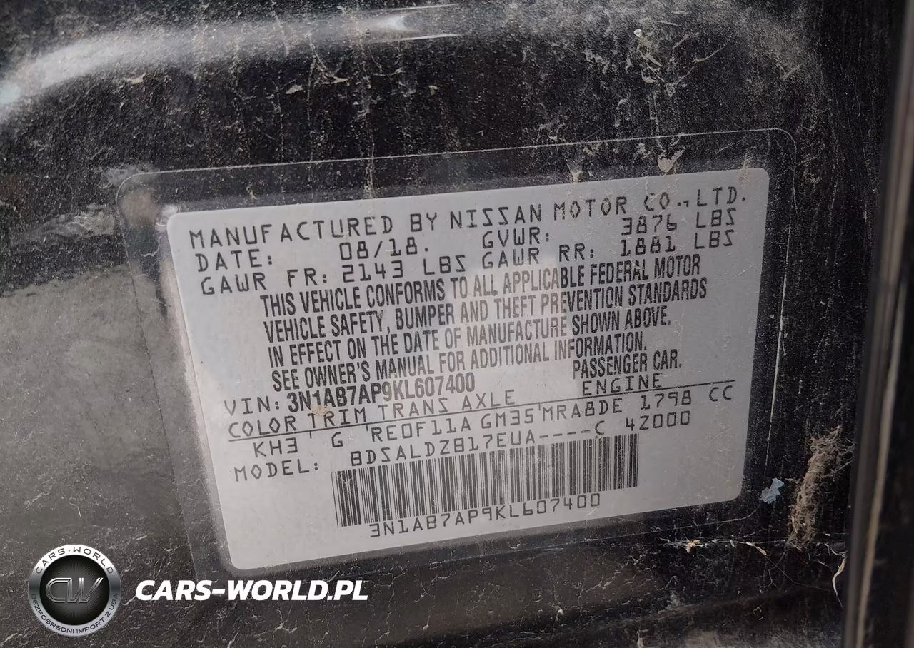 2019 Nissan Sentra Sv VIN:3N1AB7AP9KL607400 - 9