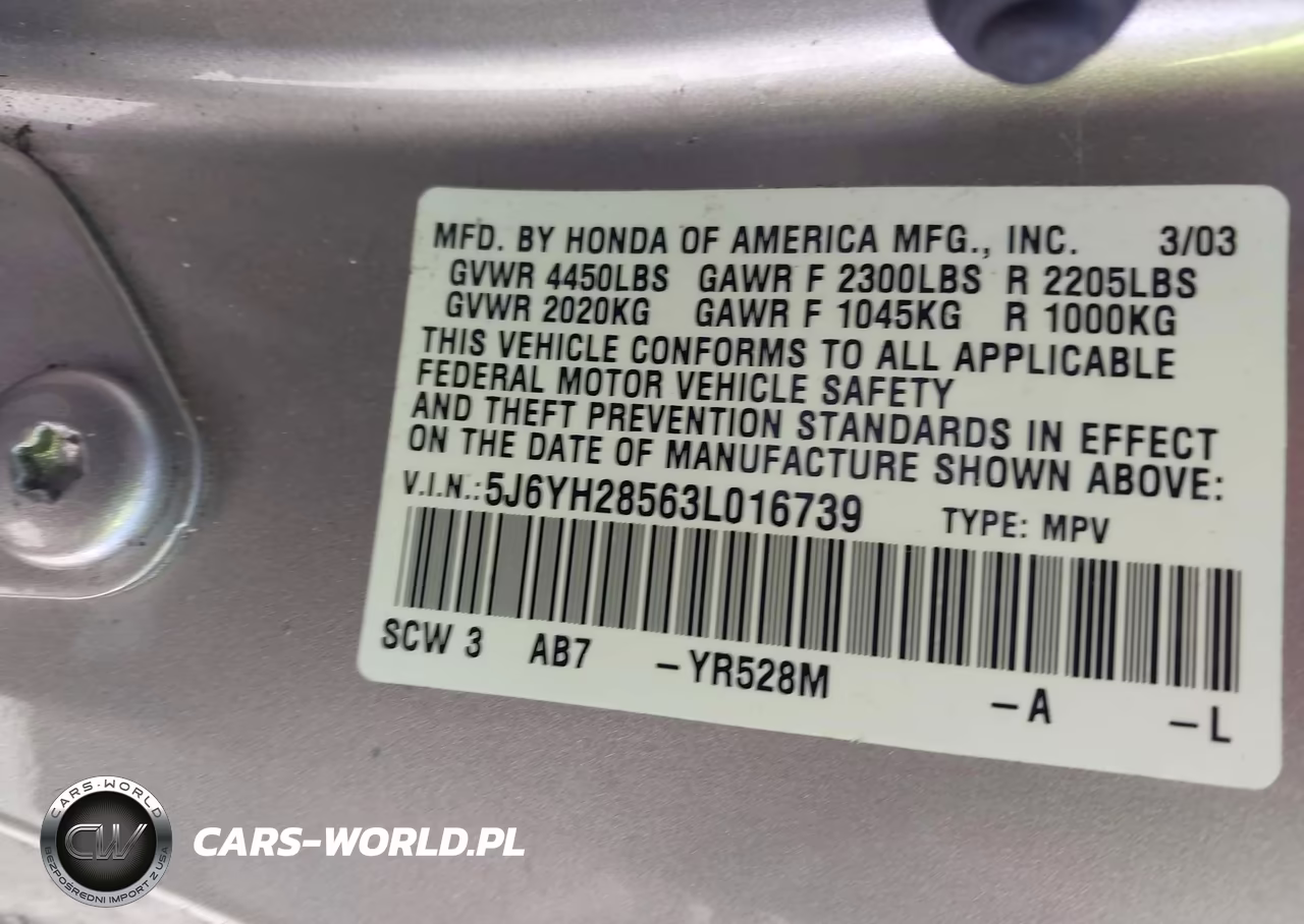 2003 Honda Element Ex VIN:5J6YH28563L016739 - 9