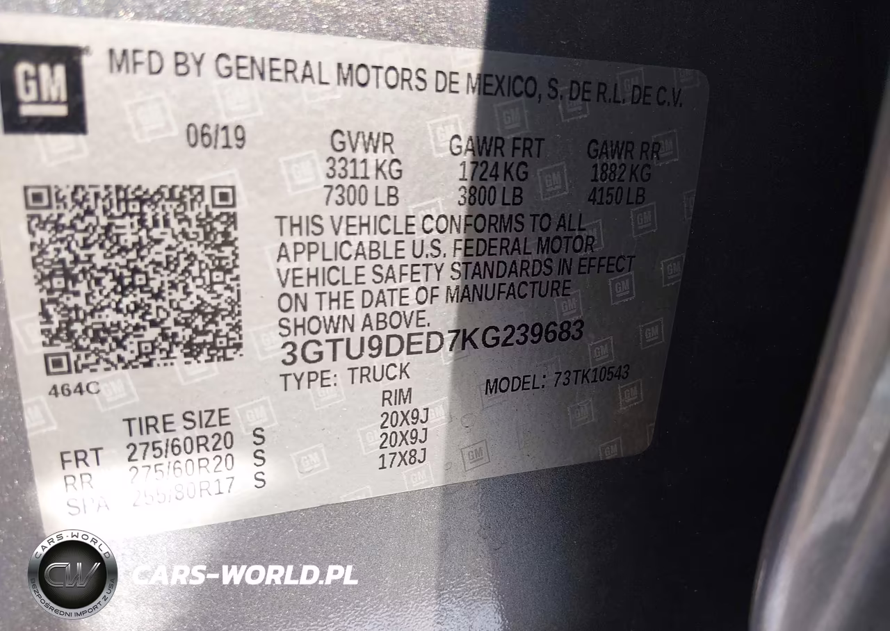 2019 GMC Sierra 1500 Slt VIN:3GTU9DED7KG239683 - 9