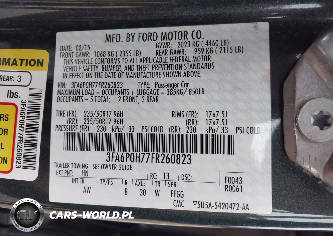 2015 Ford Fusion Se VIN:3FA6P0H77FR260823 - 9