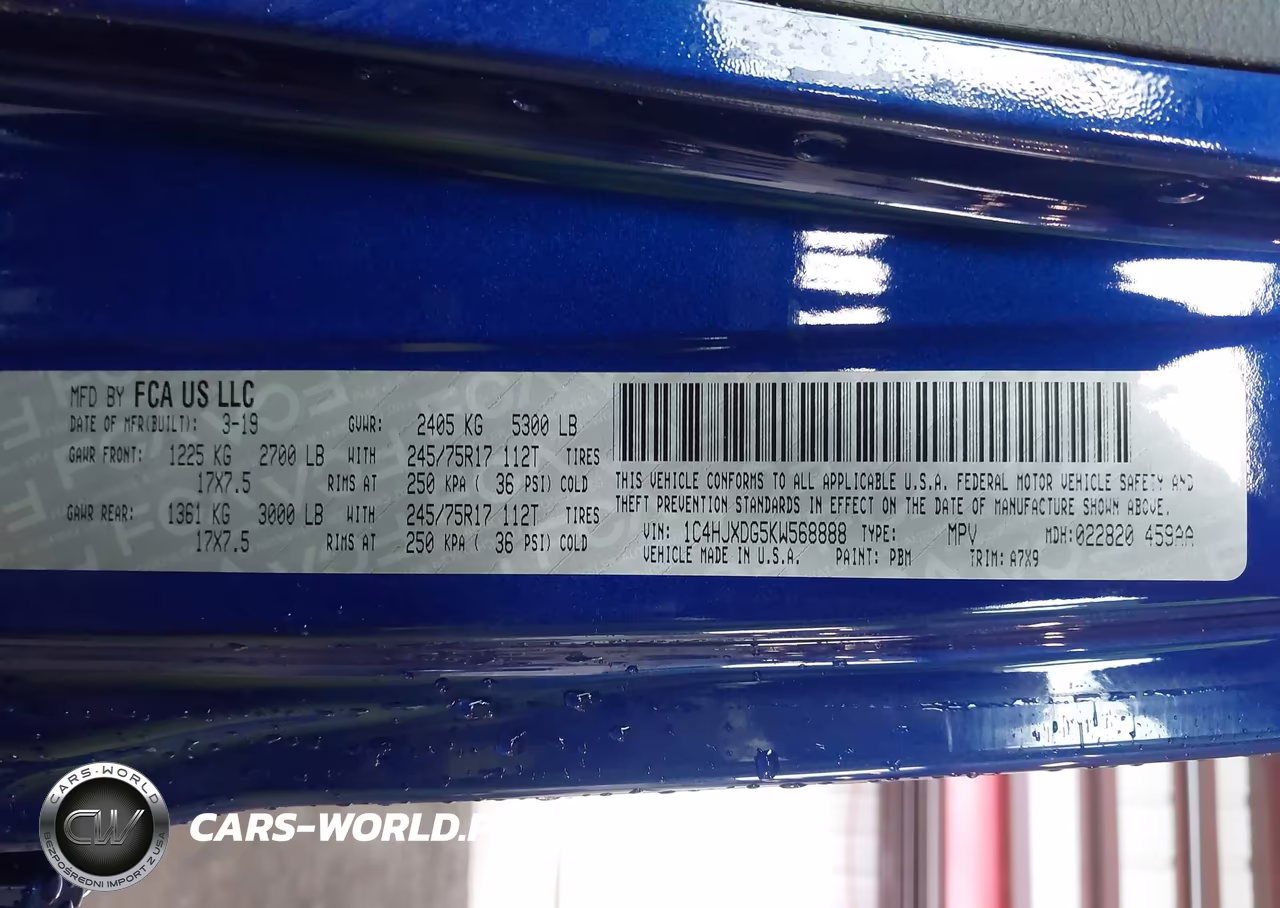 2019 Jeep Wrangler Unlimited Sport S 4X4 VIN:1C4HJXDG5KW568888 - 9