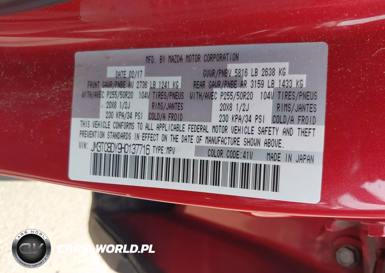 2017 Mazda Cx-9 Grand Touring VIN:JM3TCBDY9H0137716 - 9
