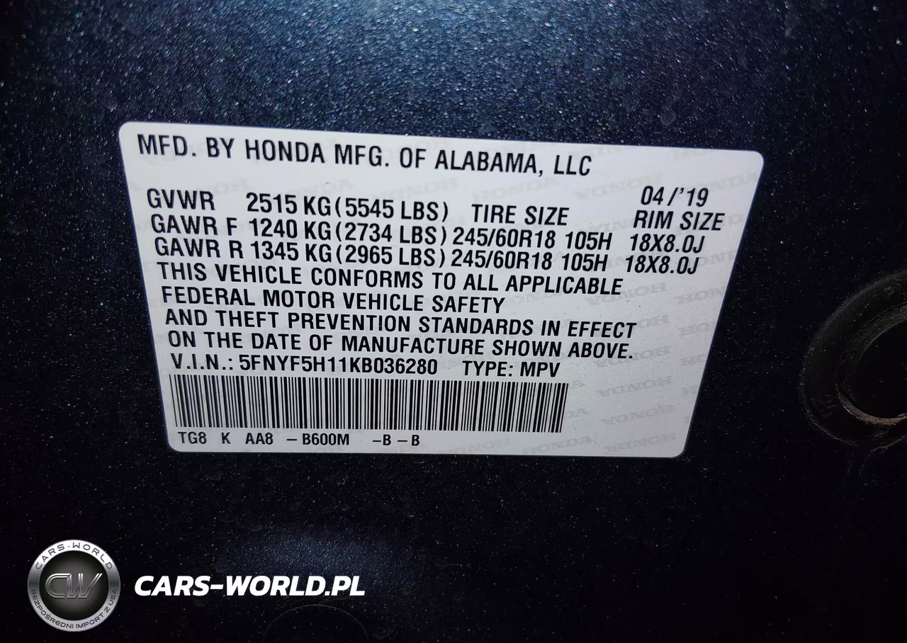 2019 Honda Pilot Lx VIN:5FNYF5H11KB036280 - 9