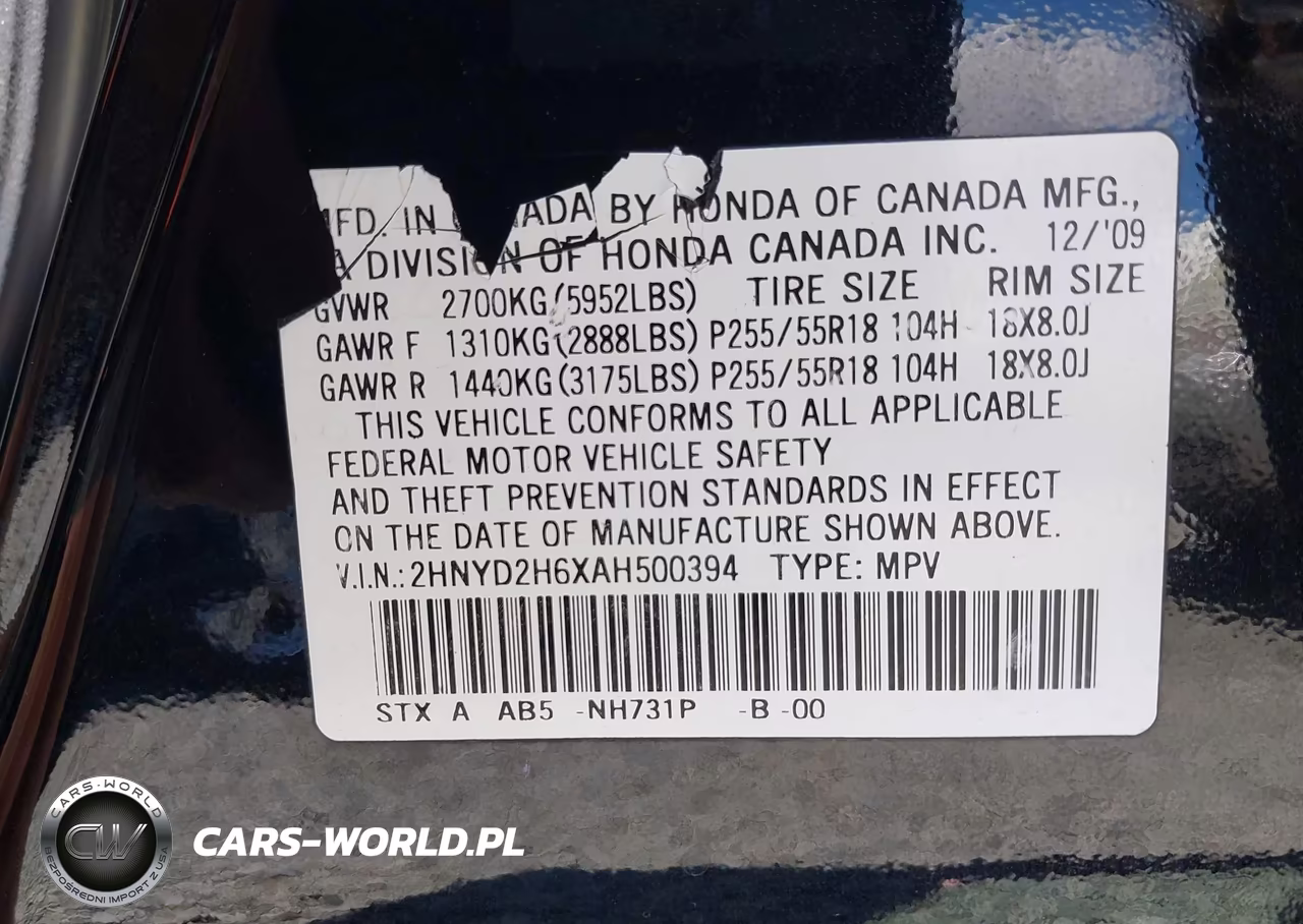 2010 Acura Mdx Technology Package VIN:2HNYD2H6XAH500394 - 9