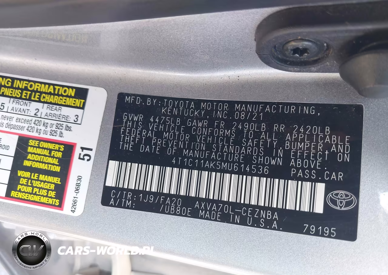 2021 Toyota Camry Le VIN:4T1C11AK5MU614536 - 9