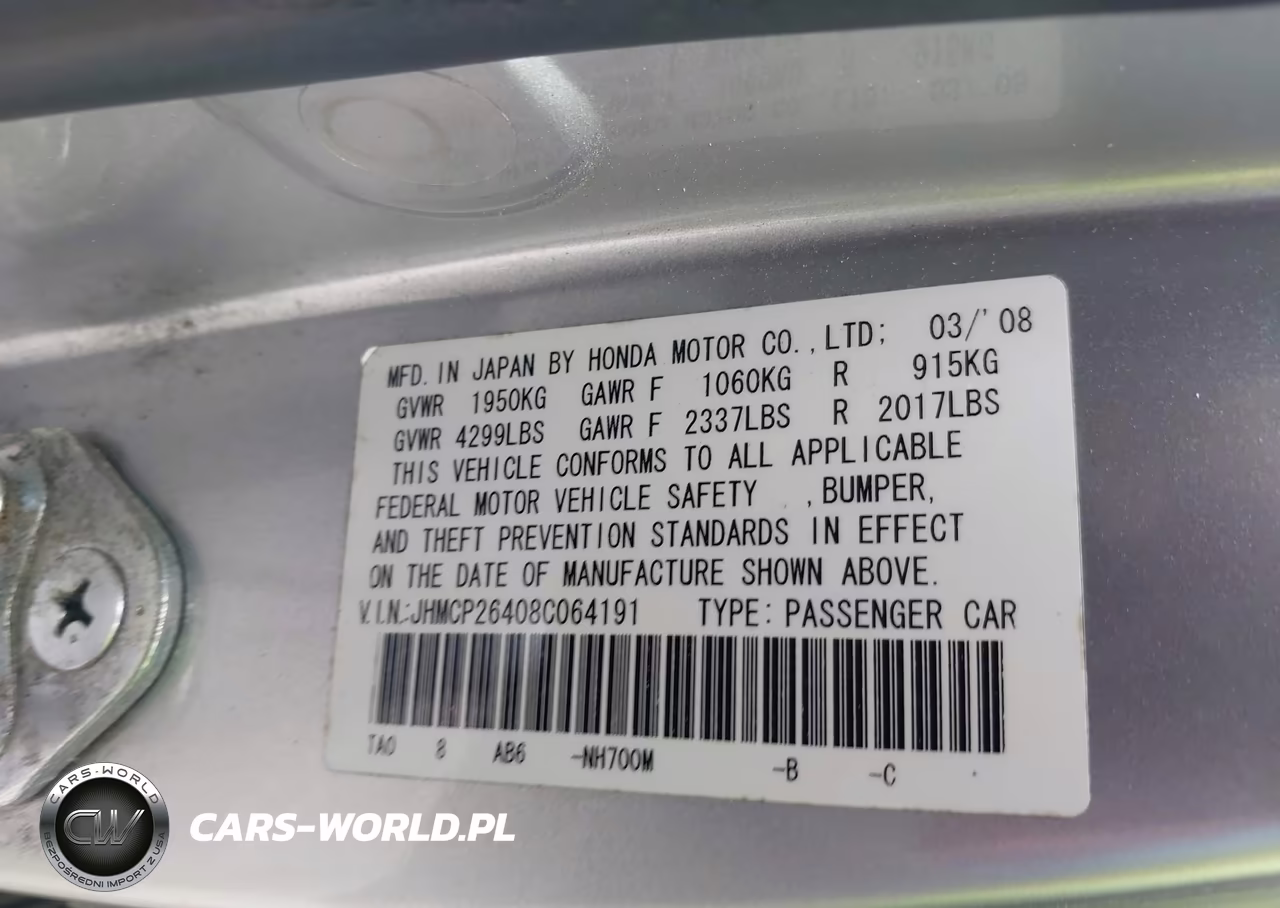 2008 Honda Accord 2.4 Lx-P VIN:JHMCP26408C064191 - 9