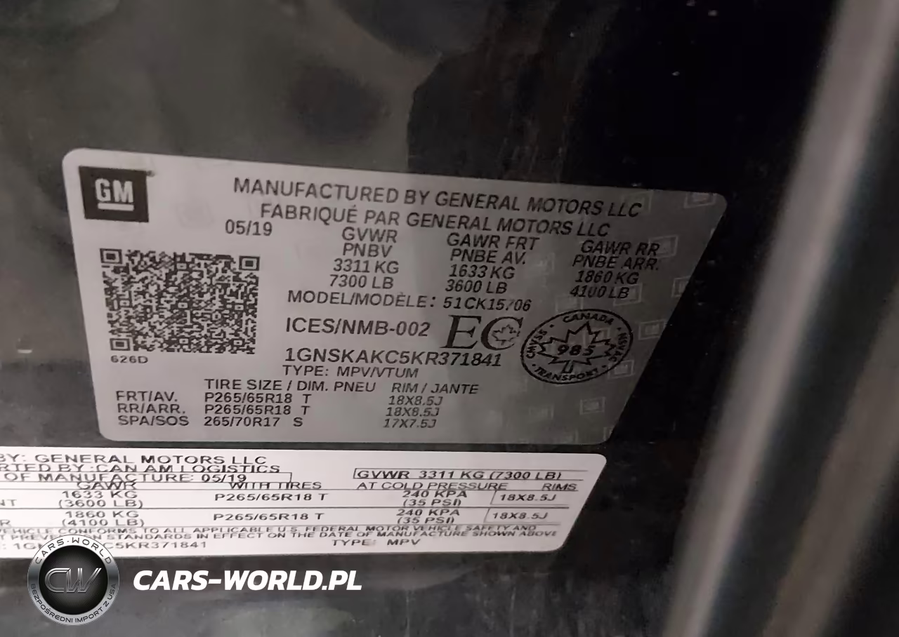 2019 Chevrolet Tahoe Ls VIN:1GNSKAKC5KR371841 - 9