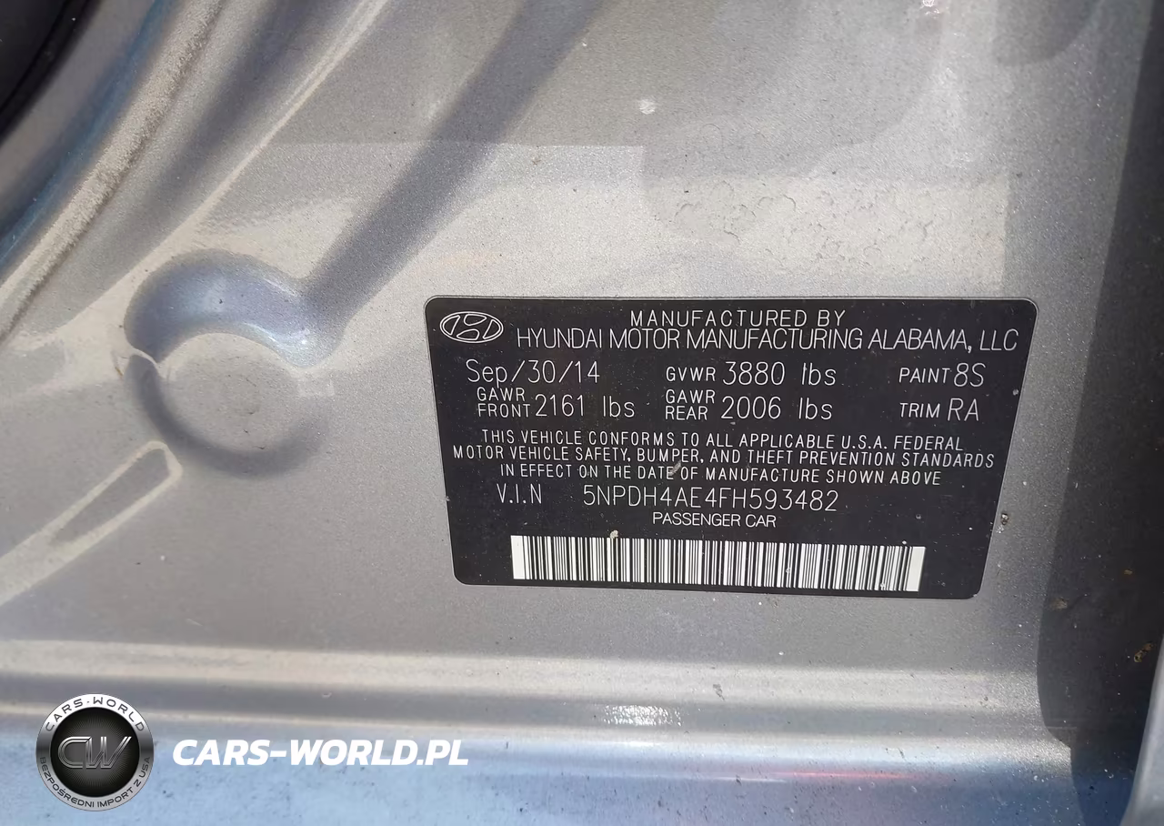 2015 Hyundai Elantra Limited VIN:5NPDH4AE4FH593482 - 9