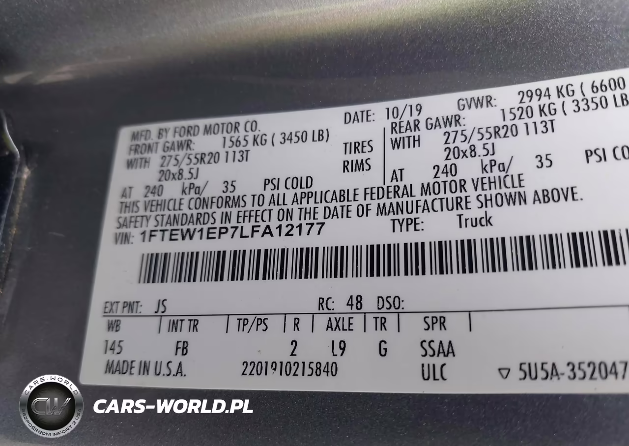 2020 Ford F-150 Xlt VIN:1FTEW1EP7LFA12177 - 9