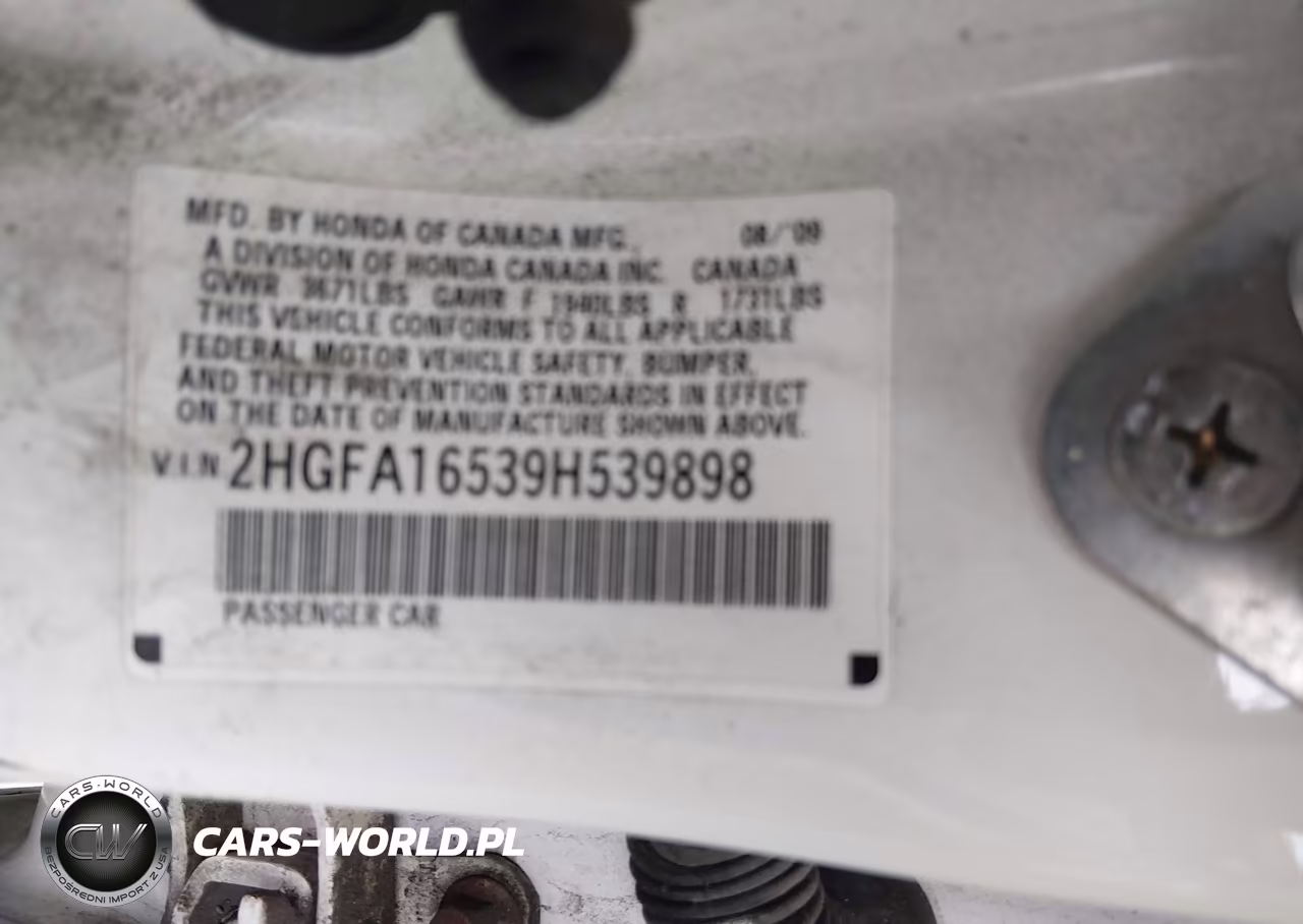 2009 Honda Civic Lx VIN:2HGFA16539H539898 - 9