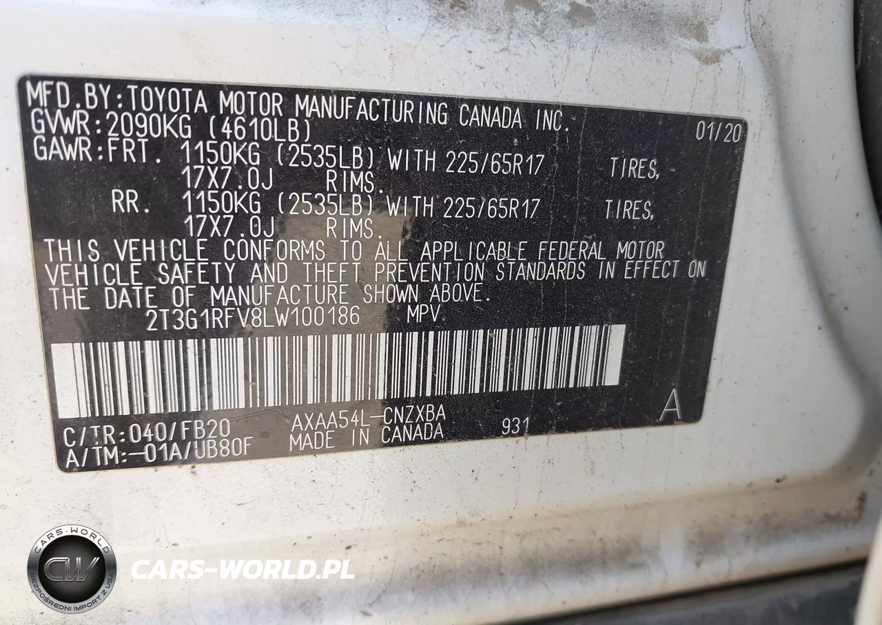 2020 Toyota Rav4 Le VIN:2T3G1RFV8LW100186 - 9
