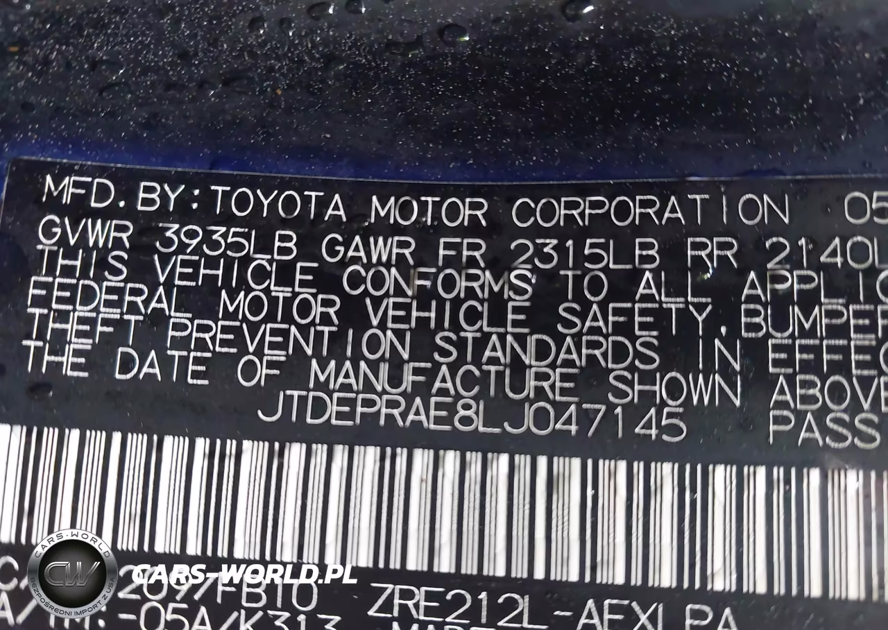 2020 Toyota Corolla Le VIN:JTDEPRAE8LJ047145 - 9