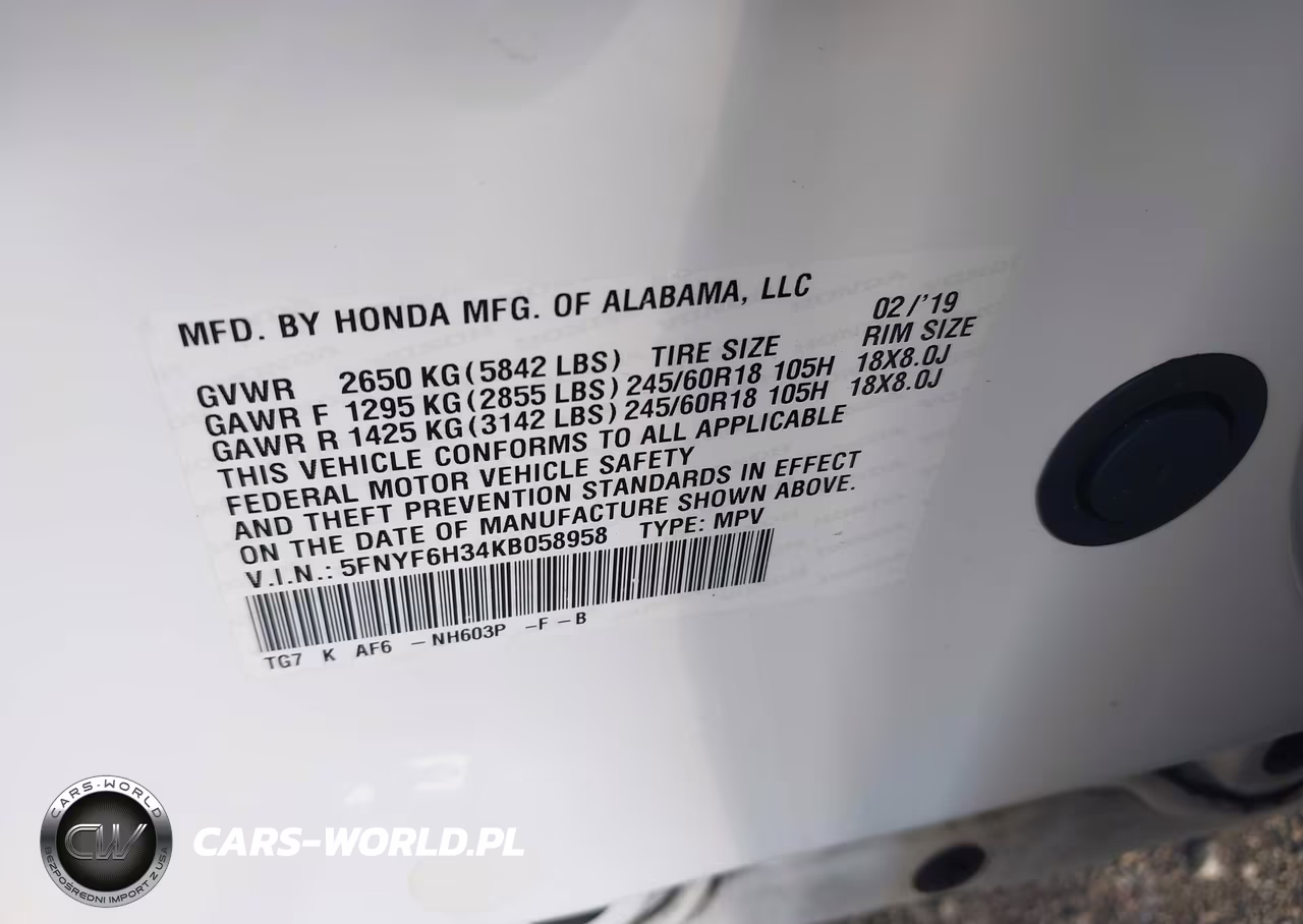 2019 Honda Pilot Ex VIN:5FNYF6H34KB058958 - 9