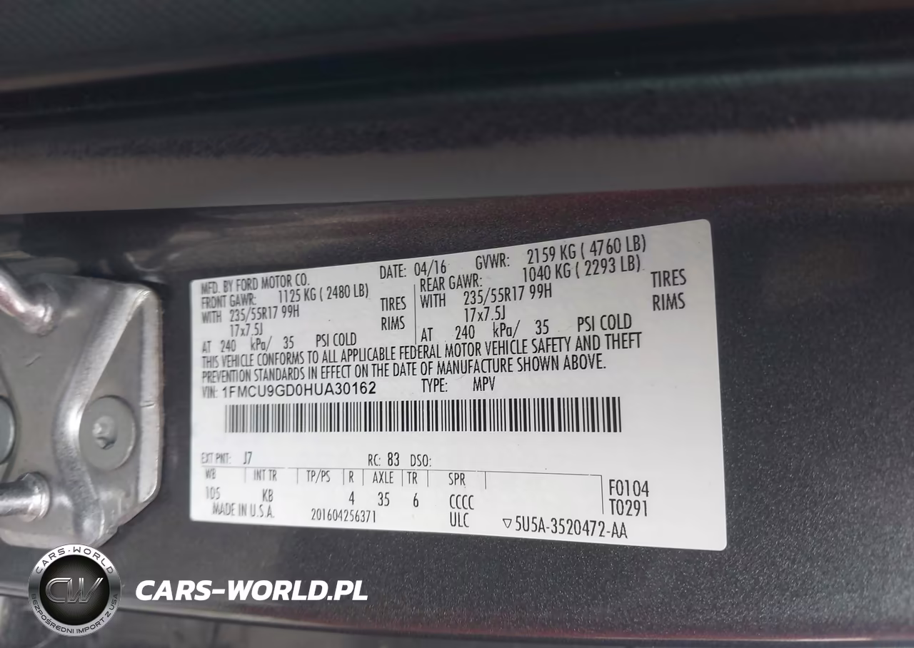 2017 Ford Escape Se VIN:1FMCU9GD0HUA30162 - 9