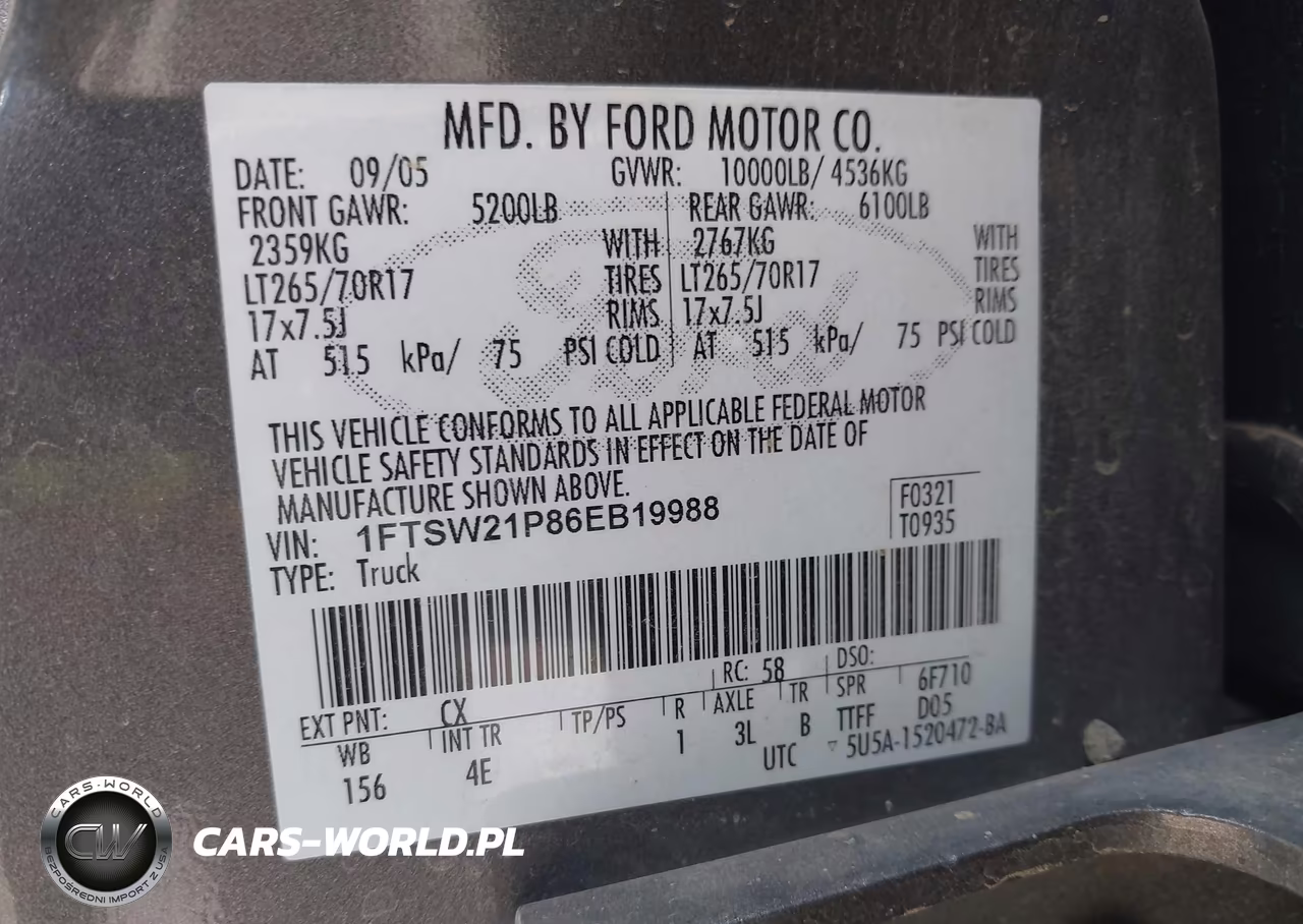 2006 Ford F-250 Lariat-Xl-Xlt VIN:1FTSW21P86EB19988 - 9